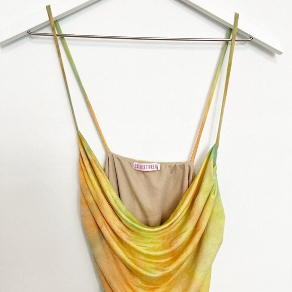 Tie Dye Ruched Rainbow Bodycon Fairy Y2K Disco Baddie Club Party Mini Dress S - Picture 2 of 7